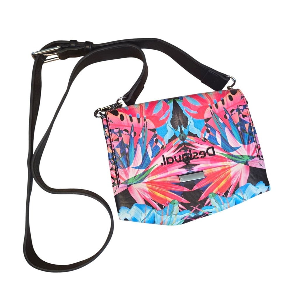 Desigual Small Crossbody Bag Multicolor‎ Neon Tropical Geometric Boho Artsy NWOT
